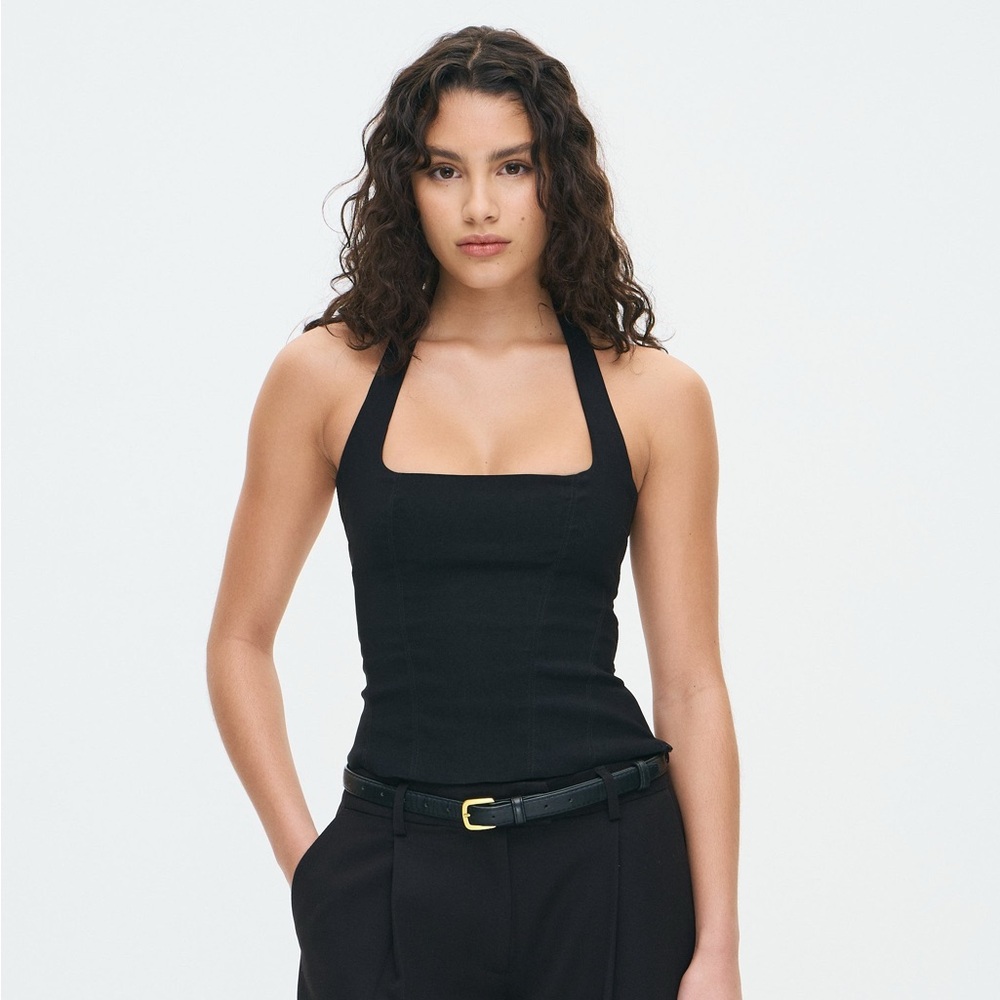 Black Fitted Halter Top